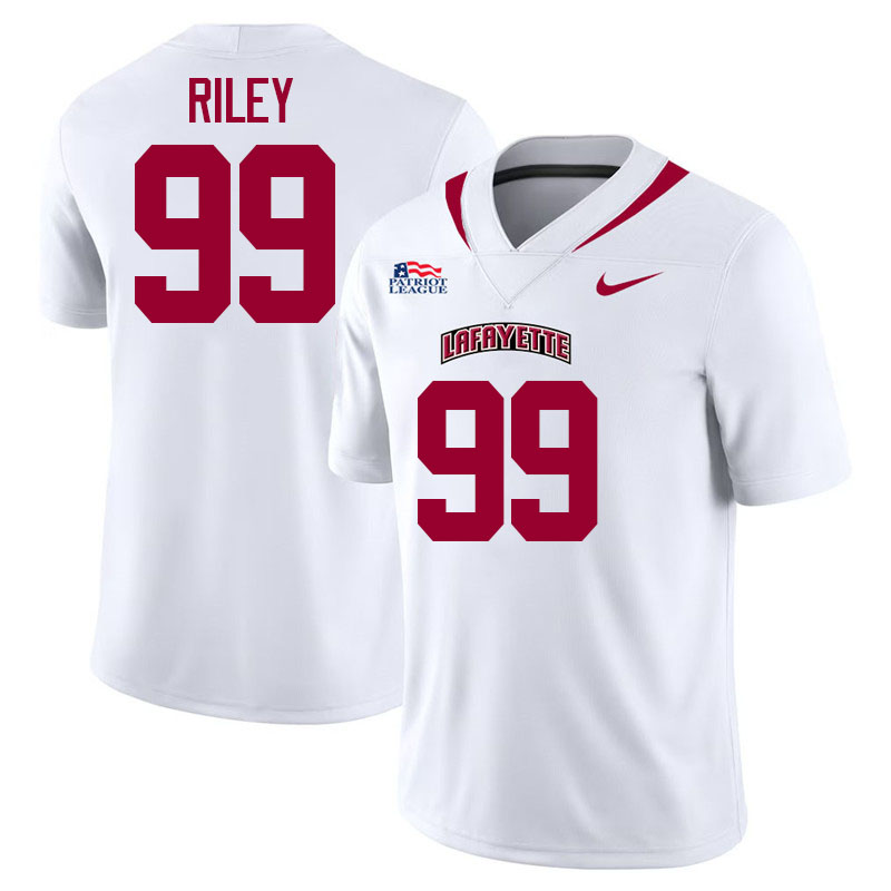 Lafayette Leopards #99 Darien Riley College Football Jerseys,Uniforms-White